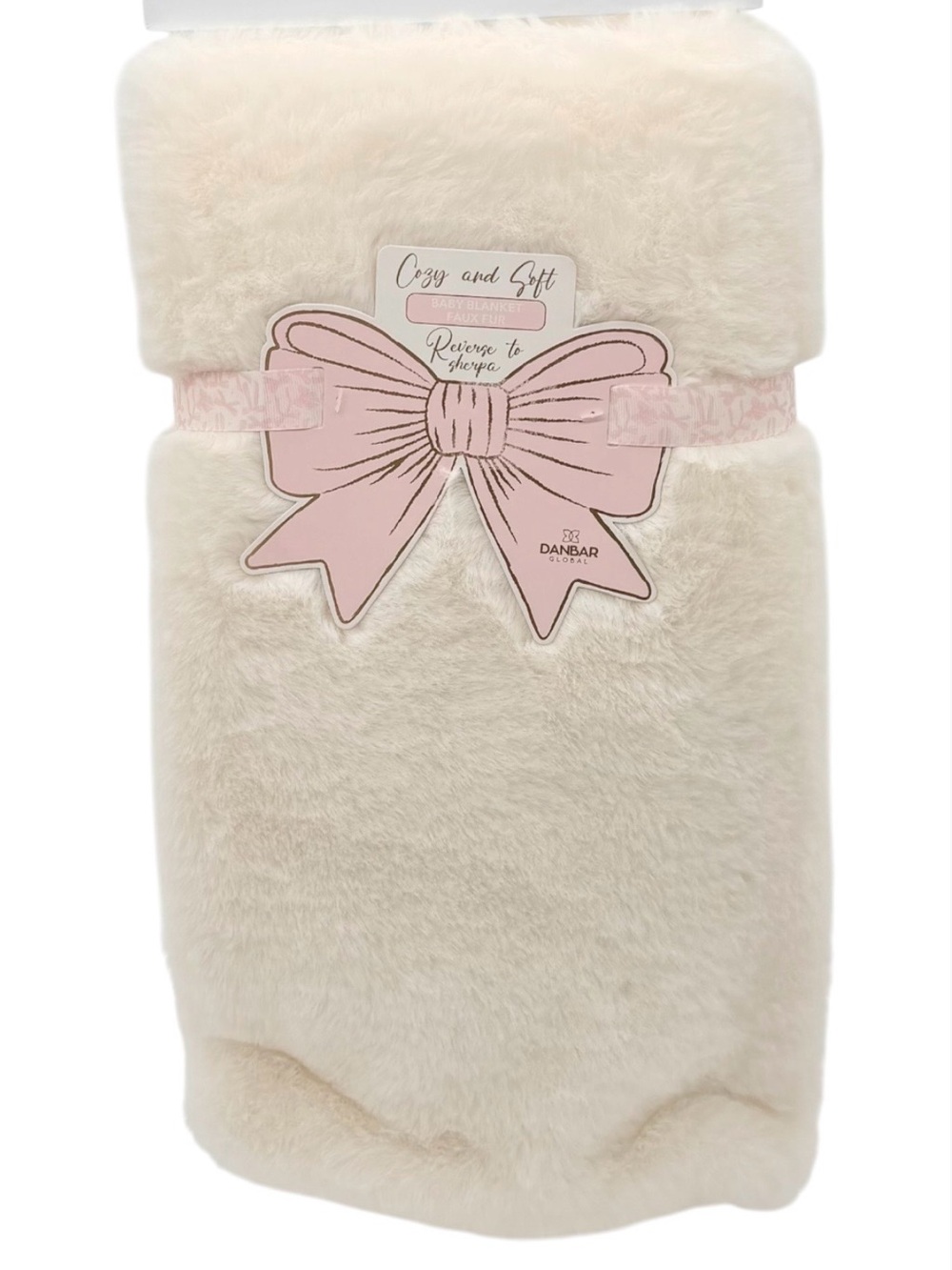 Cozy & Soft Baby Blanket Cream Ivory Plush Reverse to Sherpa NWT